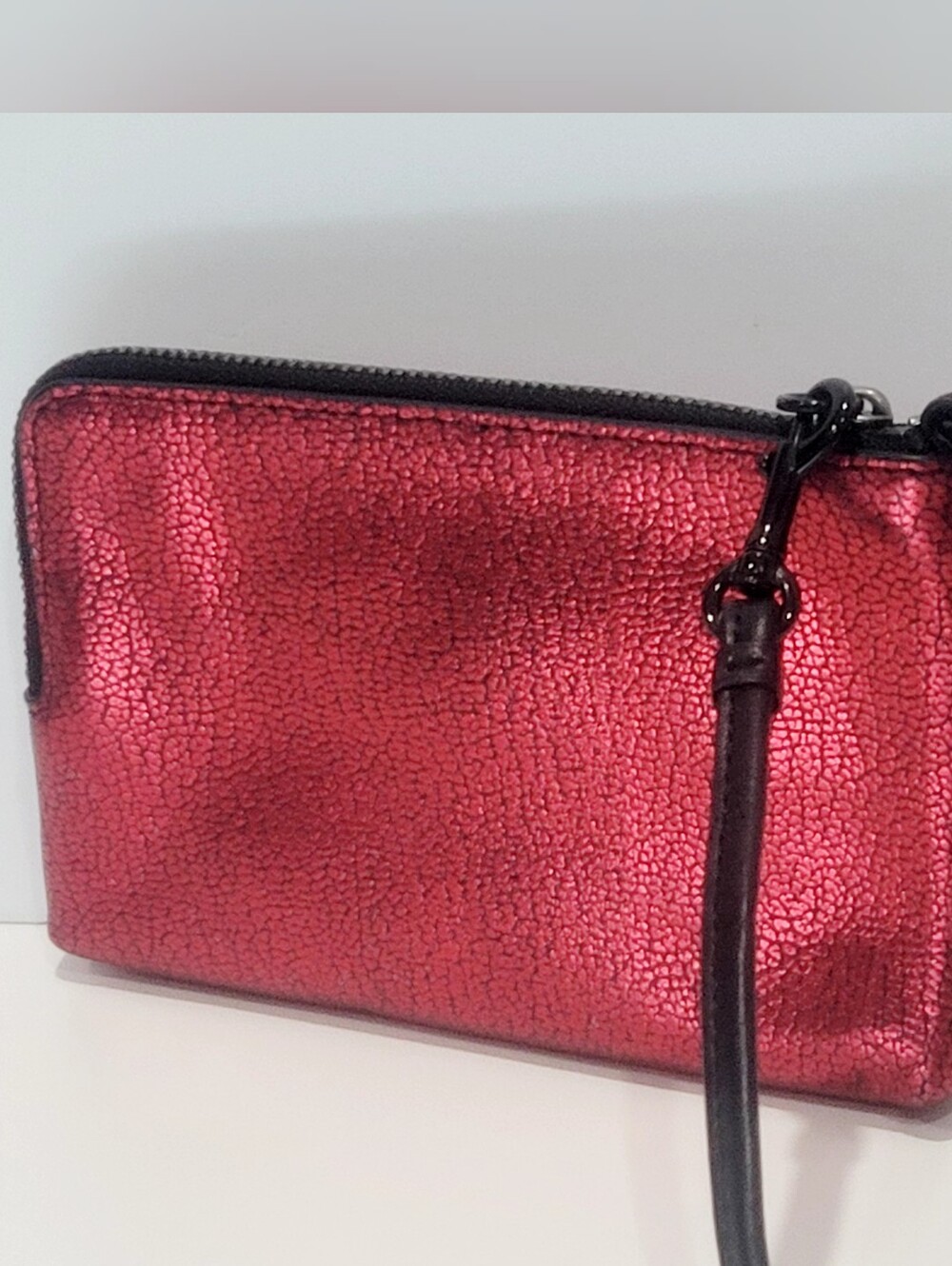 Coach Metallic Red Wristlet Double Zip Pouch with Hang Tag Great Cond - Picture 8 of 14